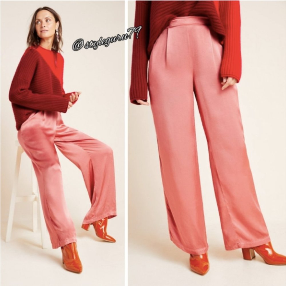 Anthropologie - Adea Satin Wide Leg Trousers